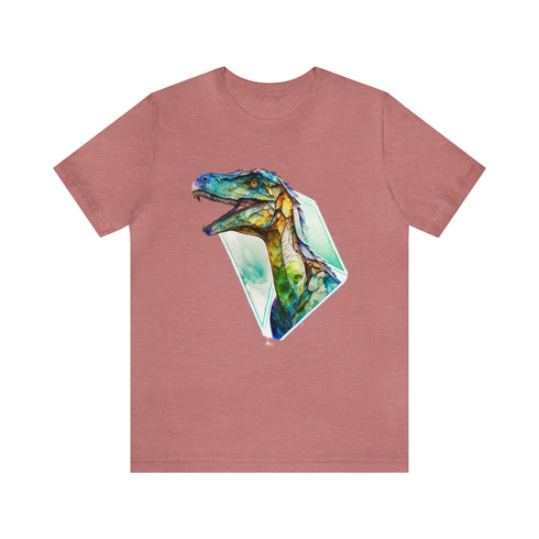 Stained Glass Velociraptor - Short Sleeve Tee Heather Mauve
